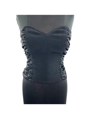 GV Black Top Lined Side Ruched Sweatheart Neck Back Zipper Classic Fit Size 40